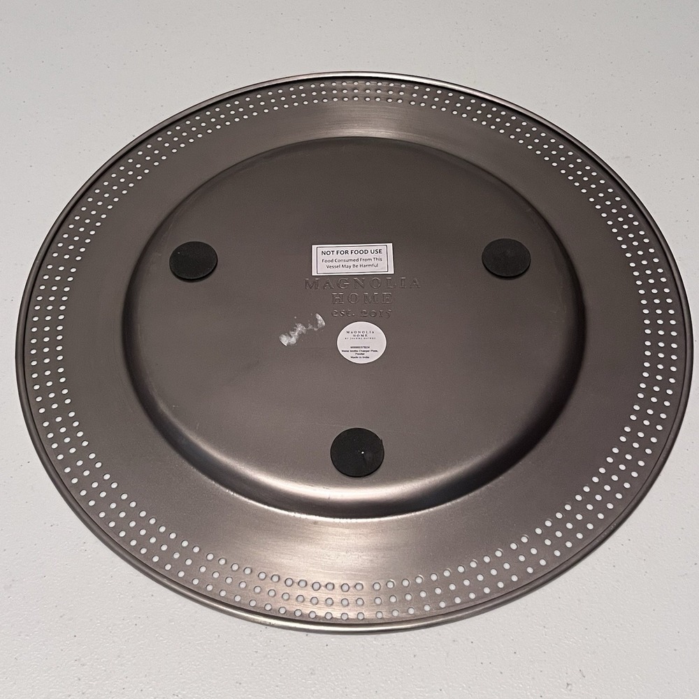 Magnolia Home Joanna Gaines 13in Metal Charger Plate Brushed Pewter Gunmetal - Picture 2 of 2